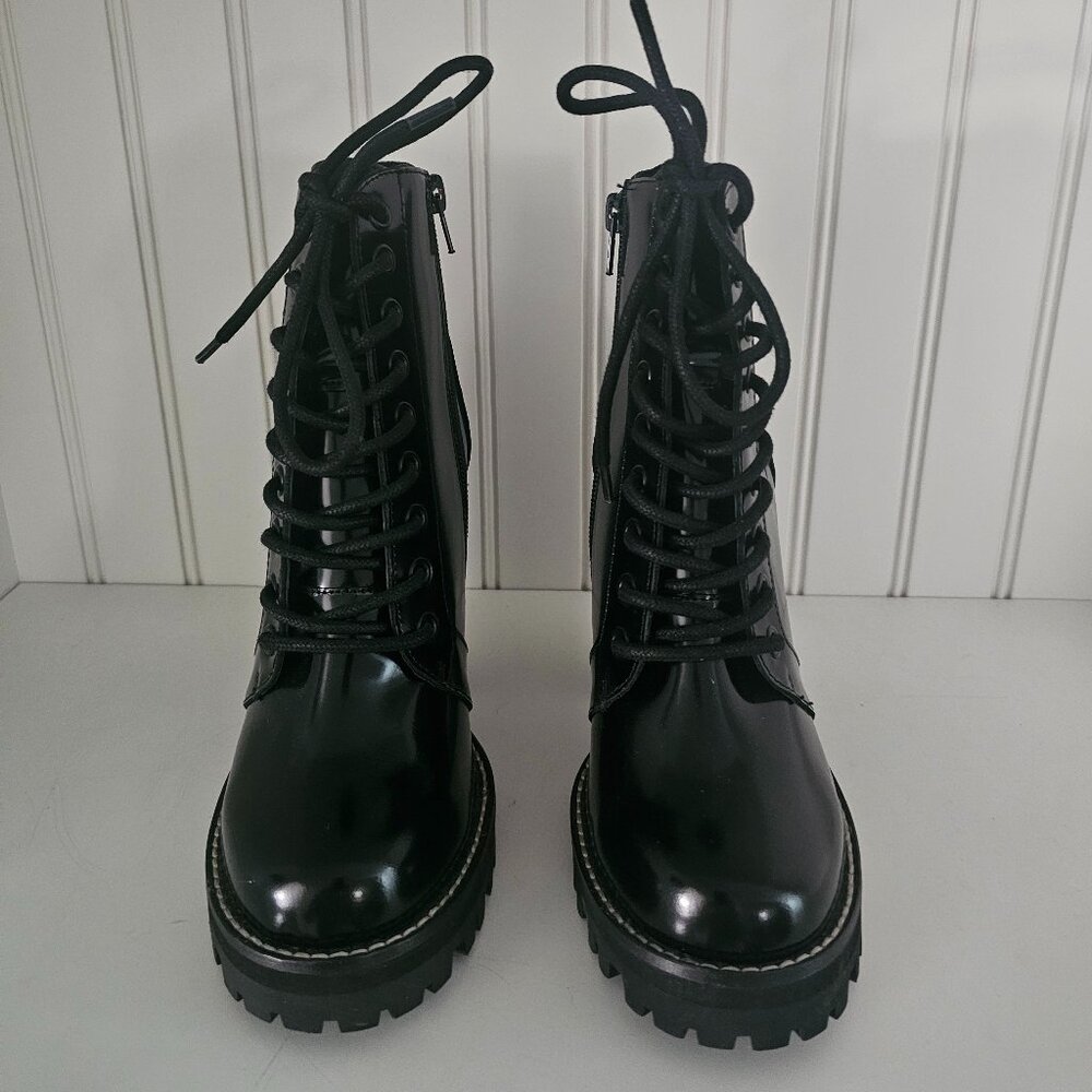 Jeffrey Campbell Black Leather Lace Up Boots Size 6